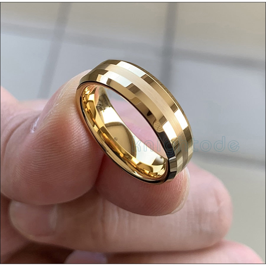 Gold Tungsten Carbide Wedding Band For Men Women