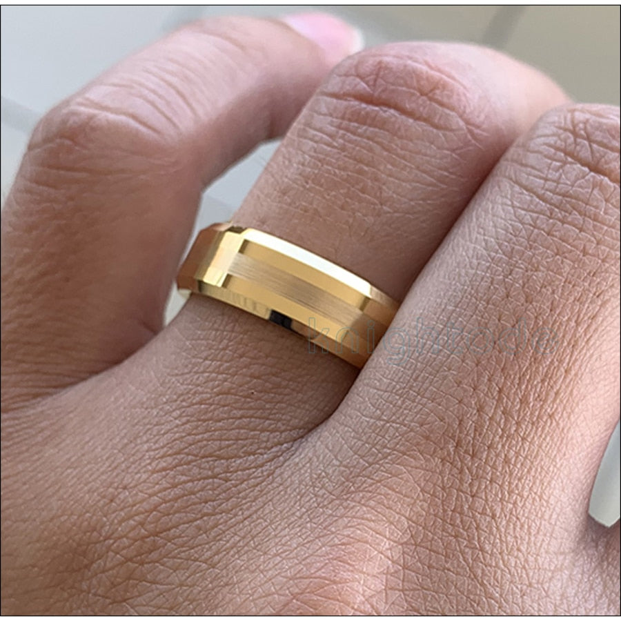 Gold Tungsten Carbide Wedding Band For Men Women