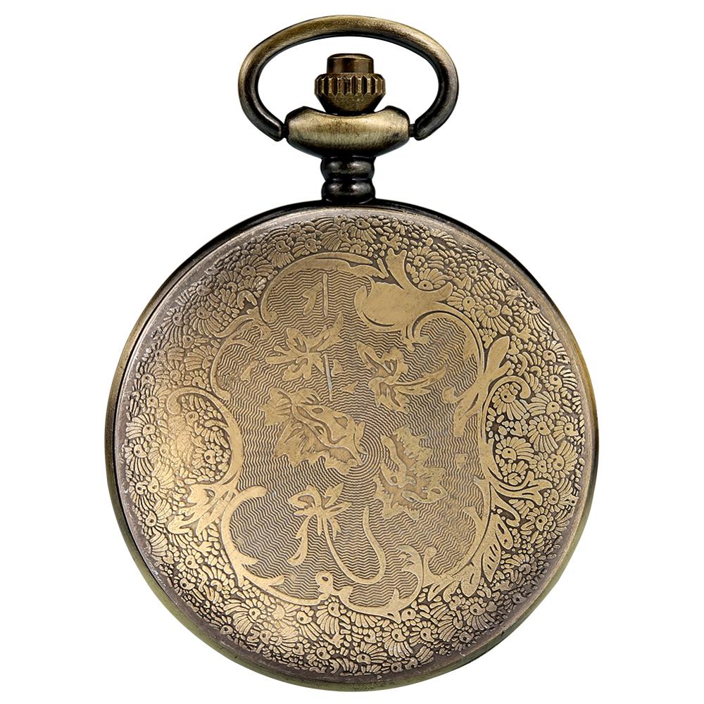 Retro Bronze Hollow Flip Quartz Pocket Watch