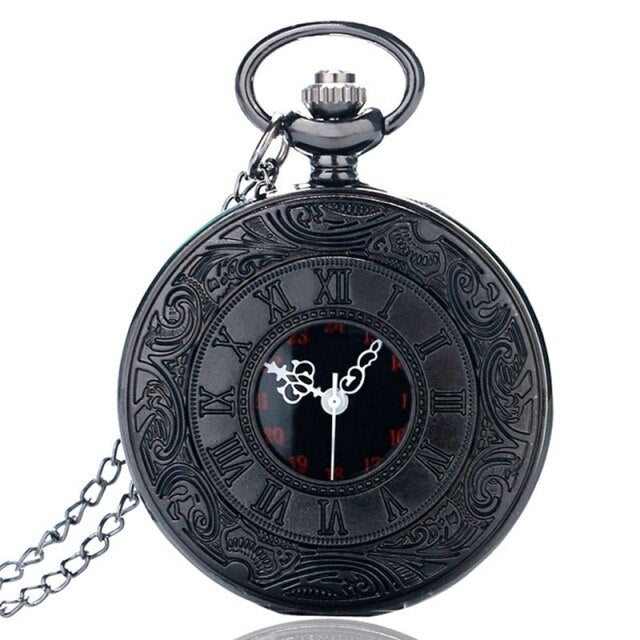 Retro Bronze Hollow Flip Quartz Pocket Watch