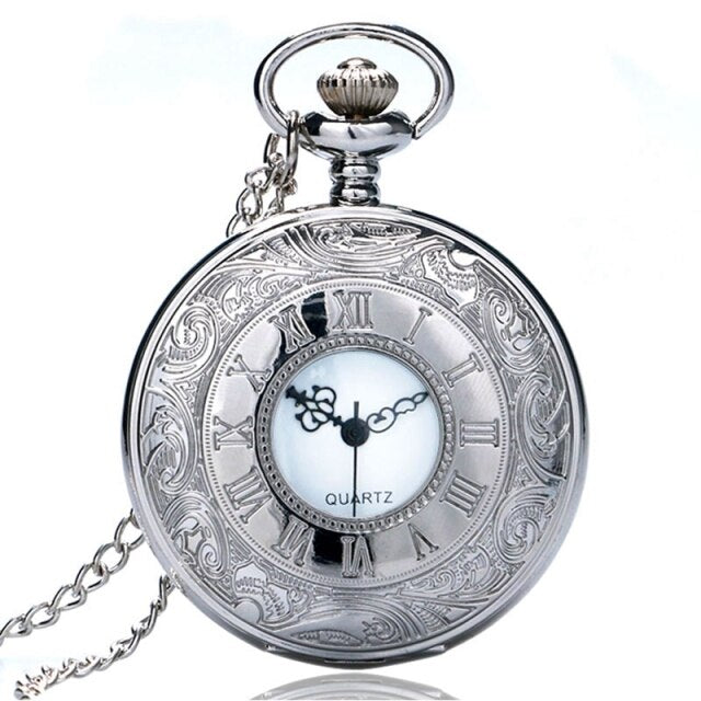 Retro Bronze Hollow Flip Quartz Pocket Watch