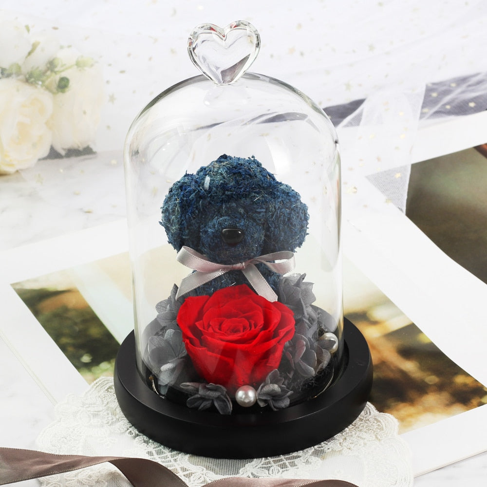 Christmas Gift Beauty And The Beast Rose In Glass Dome Dried Flower Decoration