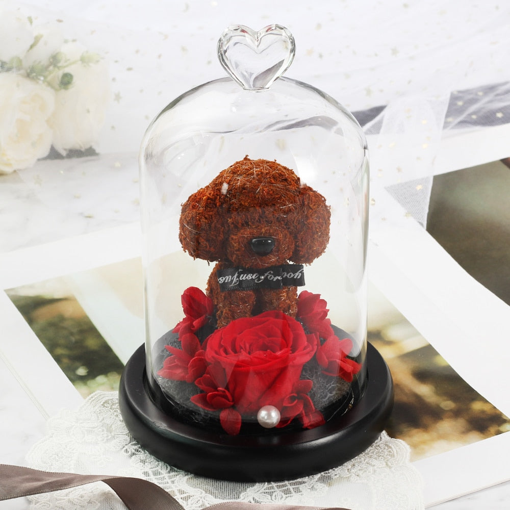 Christmas Gift Beauty And The Beast Rose In Glass Dome Dried Flower Decoration