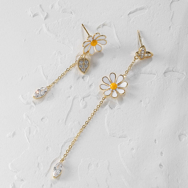 New Korean Style Long Daisy Flower Earrings