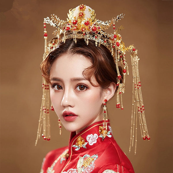 Bridal Bride Golden Headwear Set