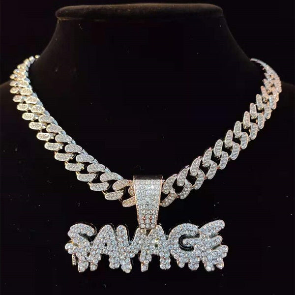 Hip Hop SAVAGE Letters Pendant Necklace