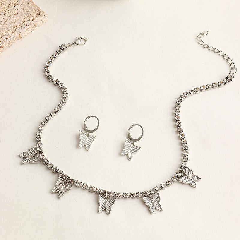 Fashion Butterfly Choker Necklaces Set