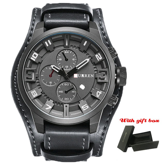 Quartz Mens Watches Fashion Leather Strap Men Watch