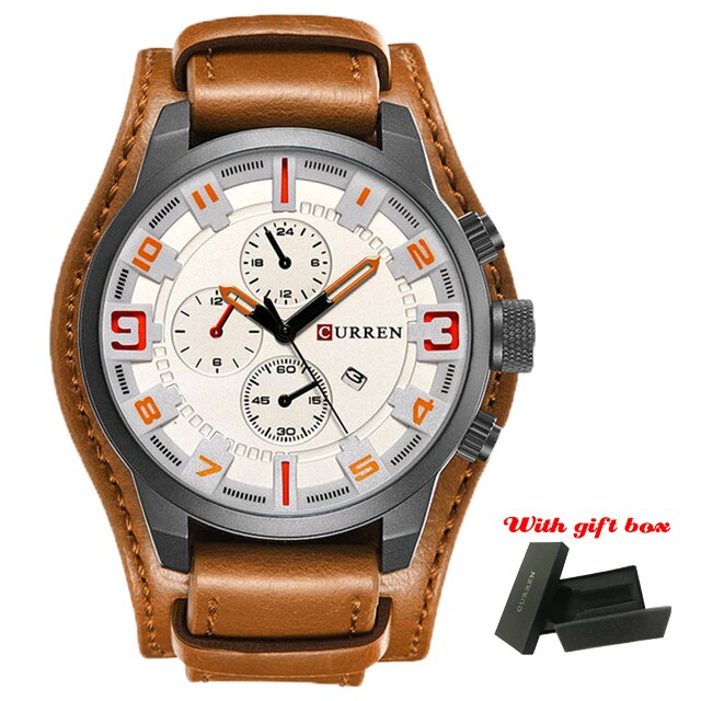 Quartz Mens Watches Fashion Leather Strap Men Watch