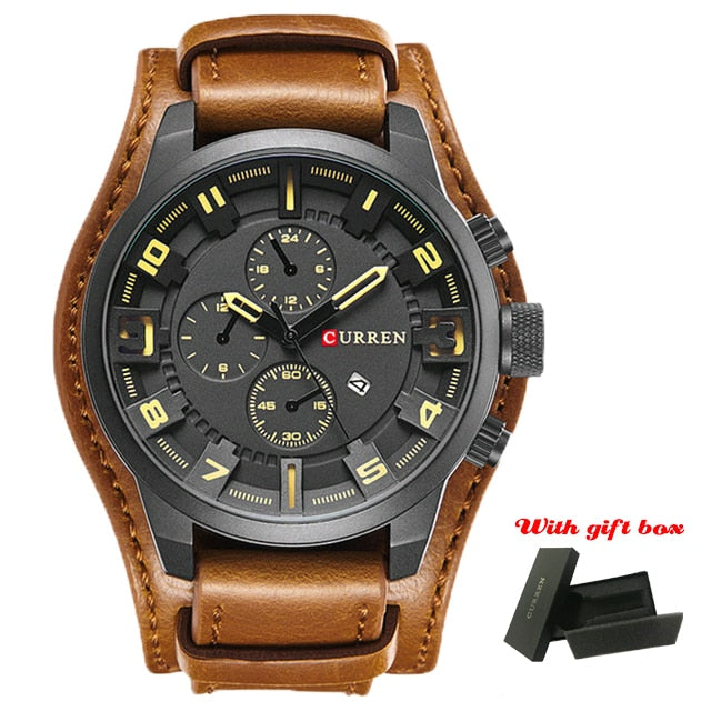 Quartz Mens Watches Fashion Leather Strap Men Watch