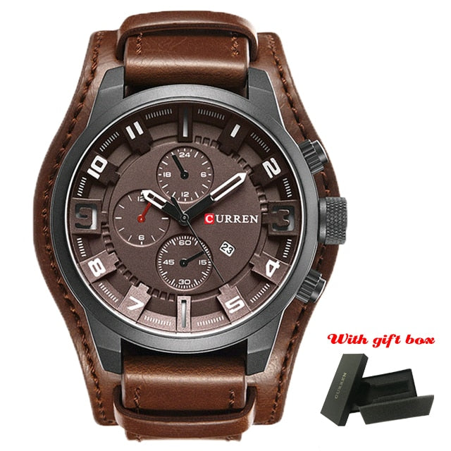 Quartz Mens Watches Fashion Leather Strap Men Watch