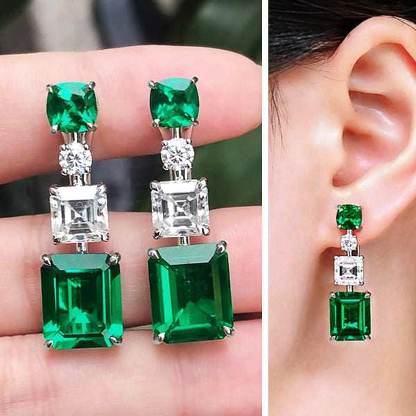 Newly Green White Stud Earrings