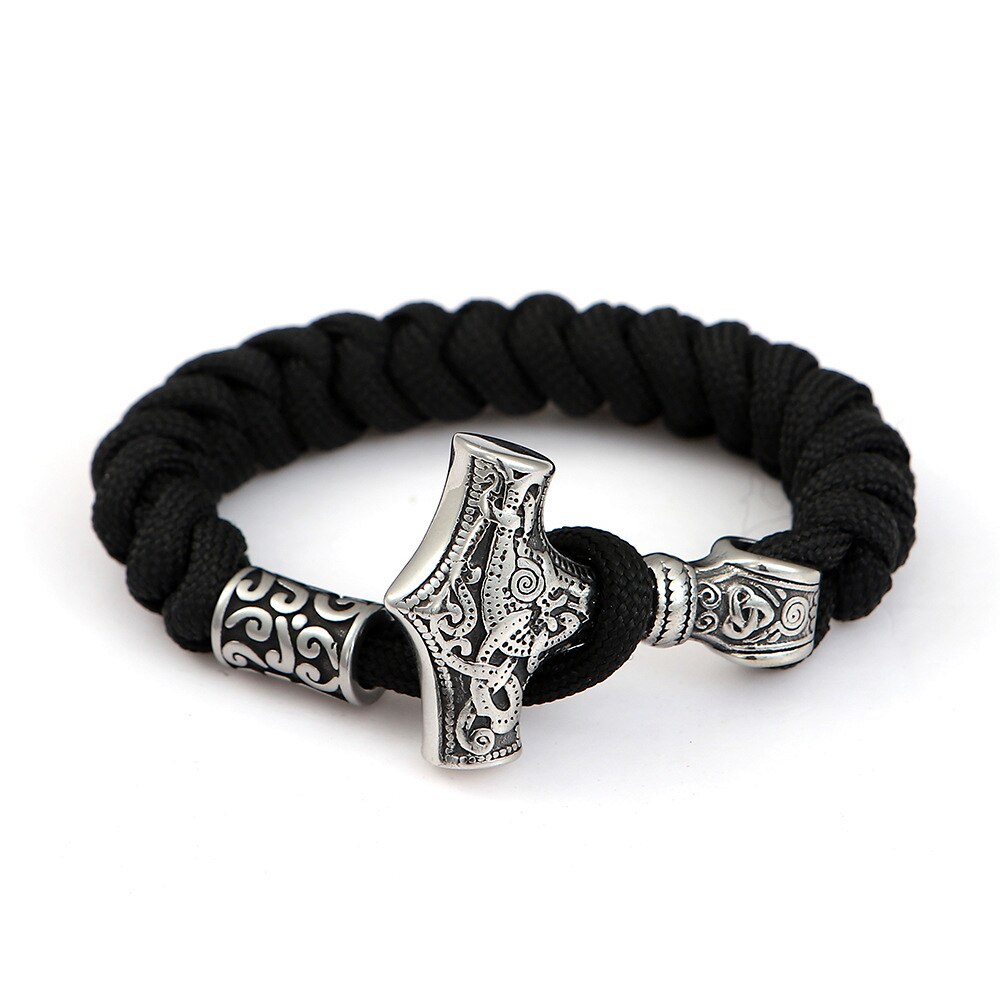 Nordic Vikings  Thor's Hammer Lanyard Rope Bangles