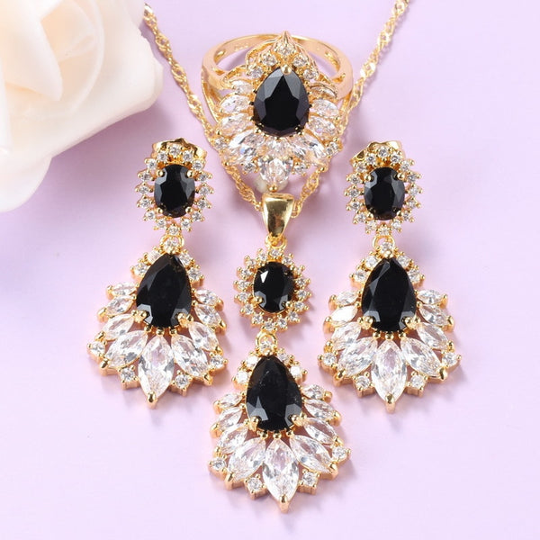 Punk Style Black Cubic Zircon Big Jewelry Sets