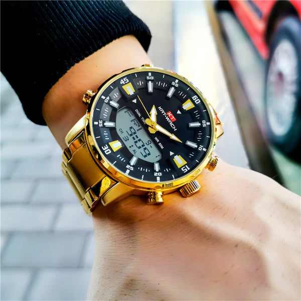 Gold Wrist Watch Men  Waterproof Sports Digital Watches