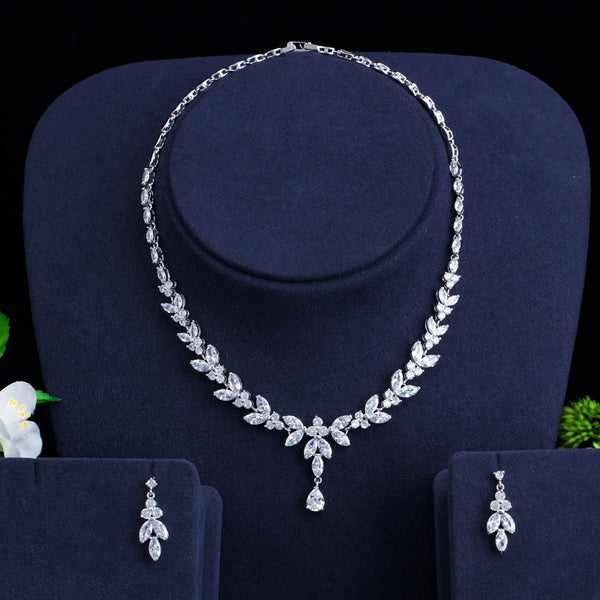 Zircons Brilliant Cubic Zircon Party Costume Necklace Earrings  Jewelry Sets