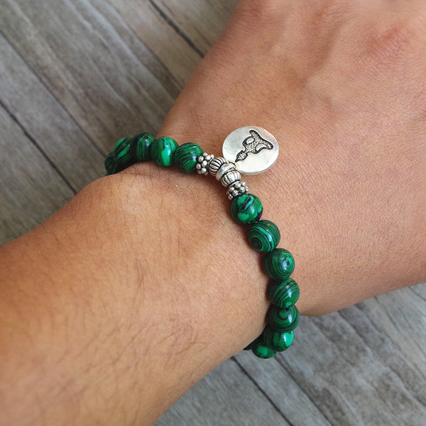 Malachite Beaded Yoga Chakra Prayer Mala Buddha Bracelet