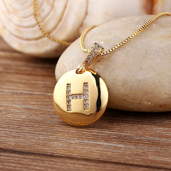 Gold Color 26 Letters Charm Necklaces Pendants