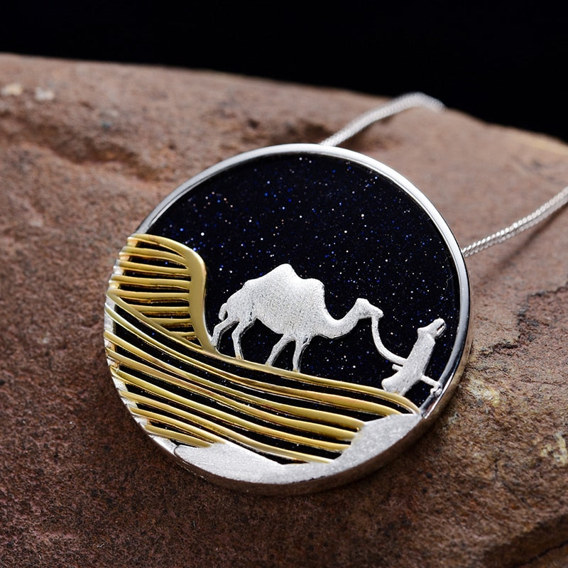 Starry  Desert Nights  18K Gold Pendant without Necklace