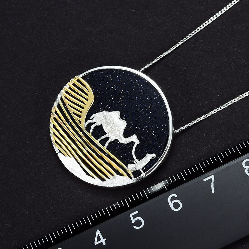 Starry  Desert Nights  18K Gold Pendant without Necklace