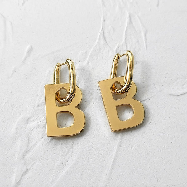 2 Sizes Thick Letter B Dangle Earrings for Women