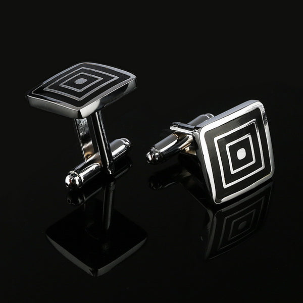 New Simple Style Black Rectangle Cufflinks