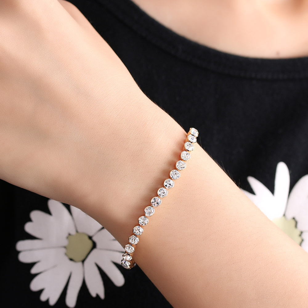 Fashion Hand Chain Crystal Stretch Shine Bracelets For Women