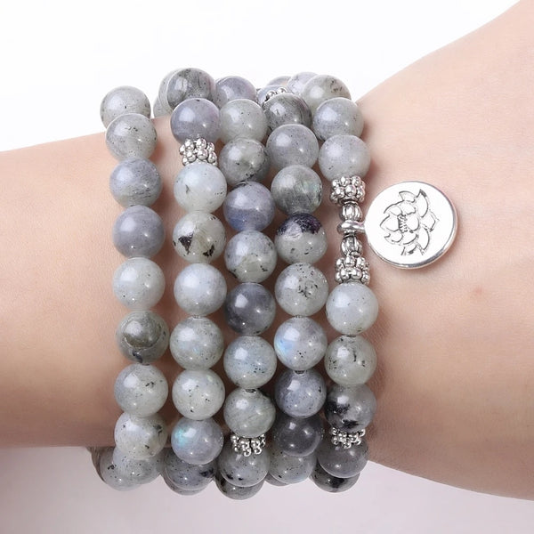 108 Mala Lotus OM Buddha Charm Yoga Bracelet