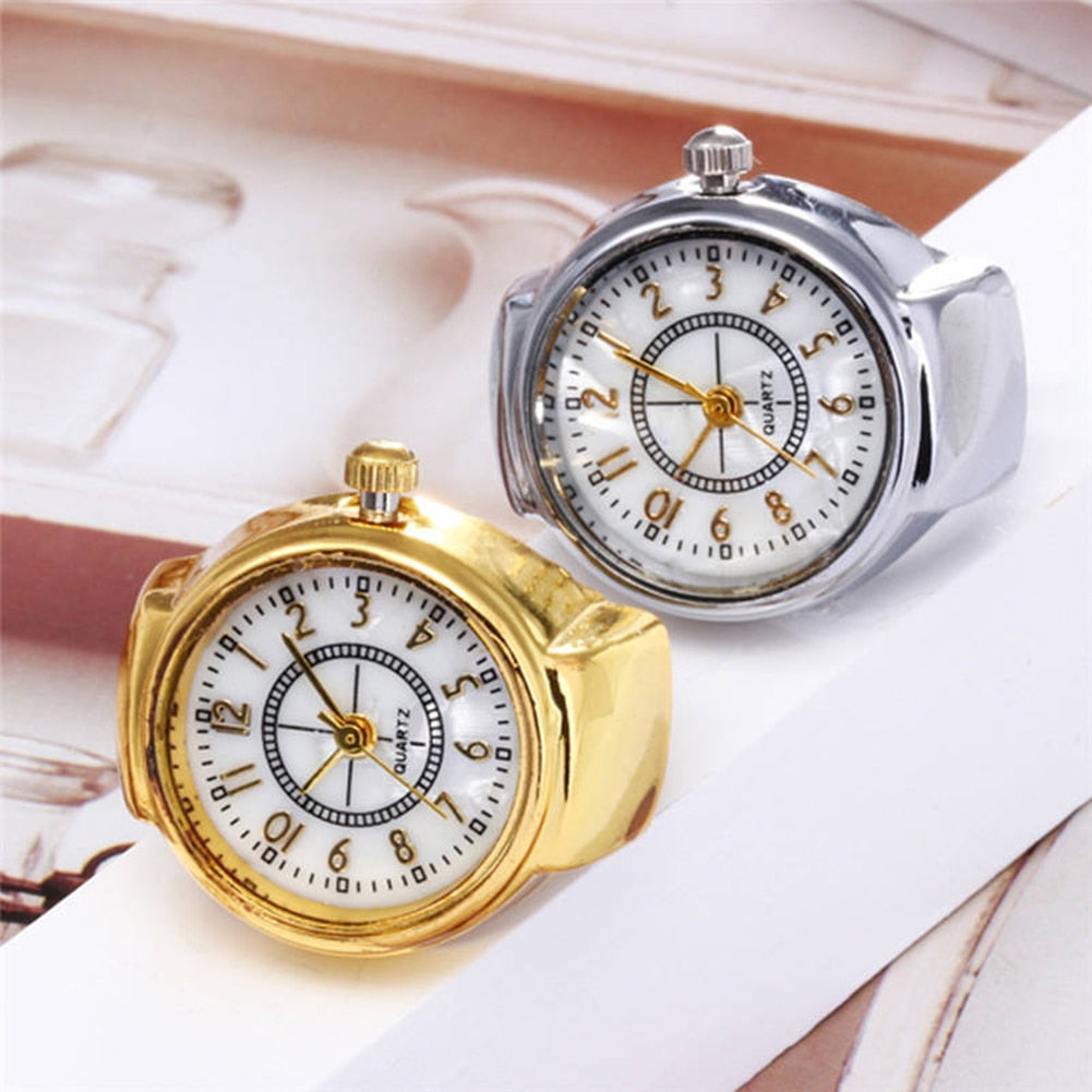 Round Dial Arabic Numerals Analog Quartz Ring Watches