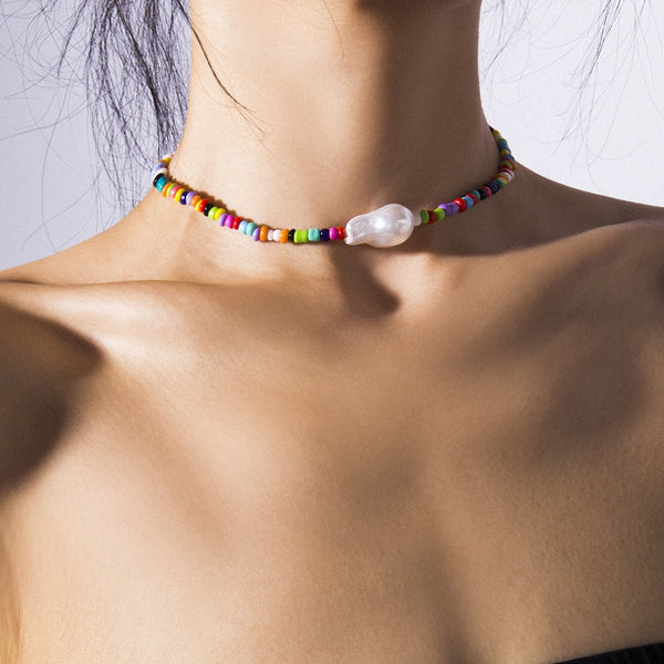 Bohemia handmade rainbow beads candy  Necklace