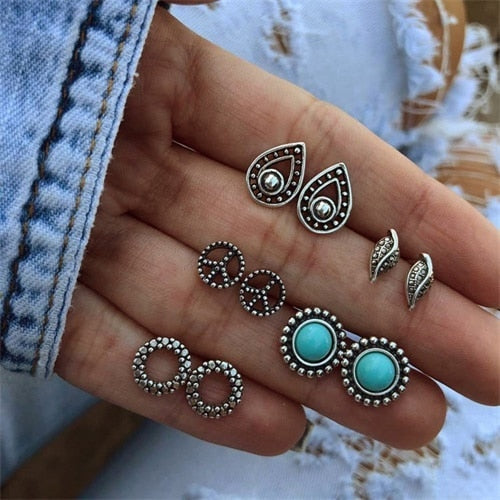 Bohemian Vintage Golden Alloy Earrings Set