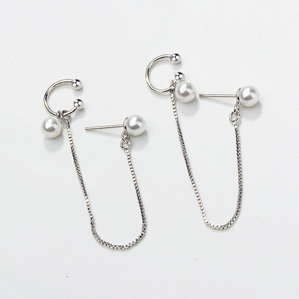 1 piece pearl Ear Cuff Clip Chain Tassel Clip On Earrings