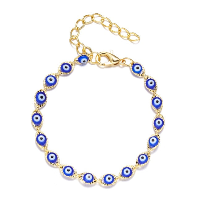 Blue Evil Eye Bead Bracelet