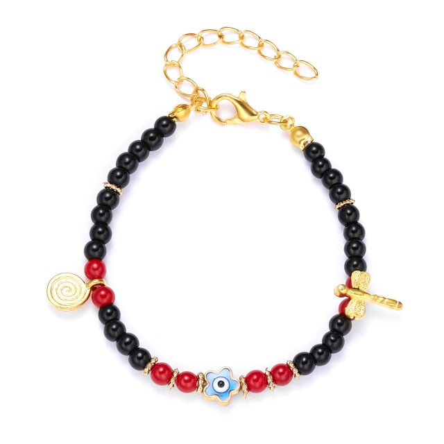 Blue Evil Eye Bead Bracelet