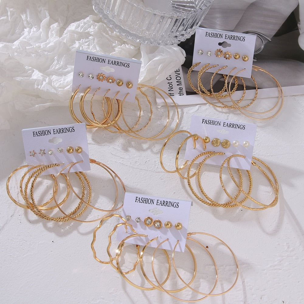 Gold/Sliver Big Bamboo Circle Hoop Earrings