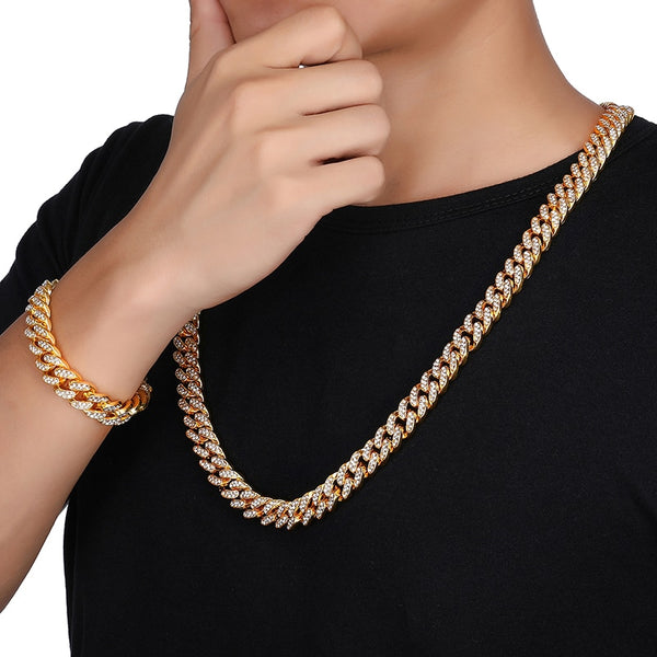 Hip Hop Iced Out Paved Rhinestones  CZ Bling Rapper Necklaces