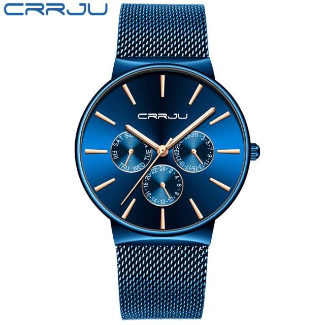 Blue Glass Quartz Men's Watch Belt Watch – Gofaer Finds store!