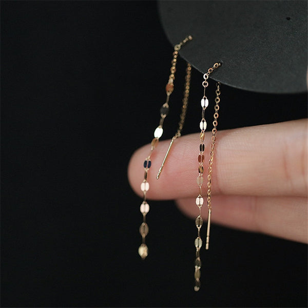 925 Sterling Silver Lips O Word Chain Tassel Stud Earrings