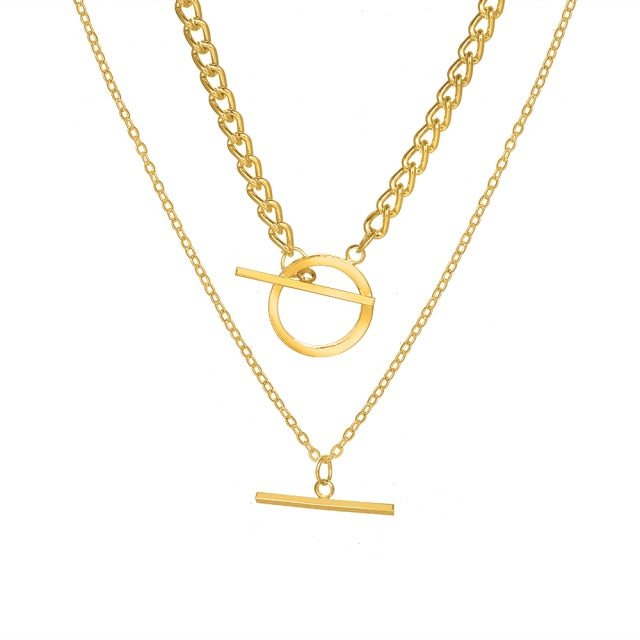 Thick Chain Toggle Clasp Gold Necklaces