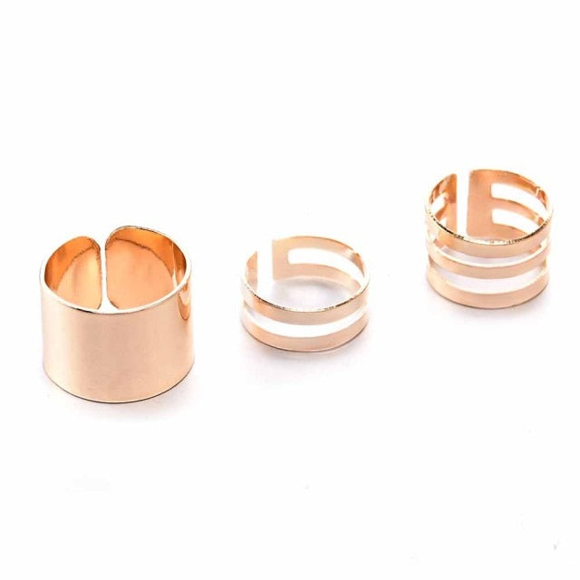 3pcs Hip Hop Punk Open Ring