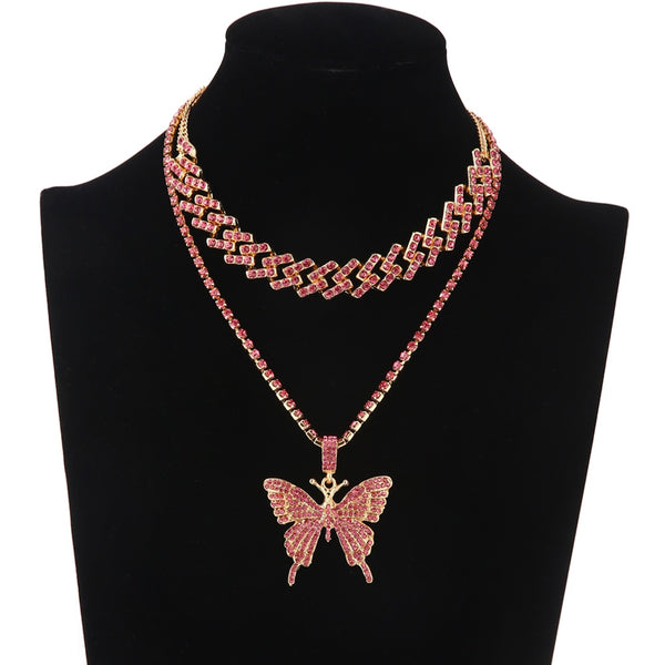 Glam Butterfly Necklace Set