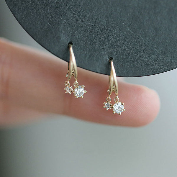 925 Sterling Silver Korean Shiny Crystal Earrings