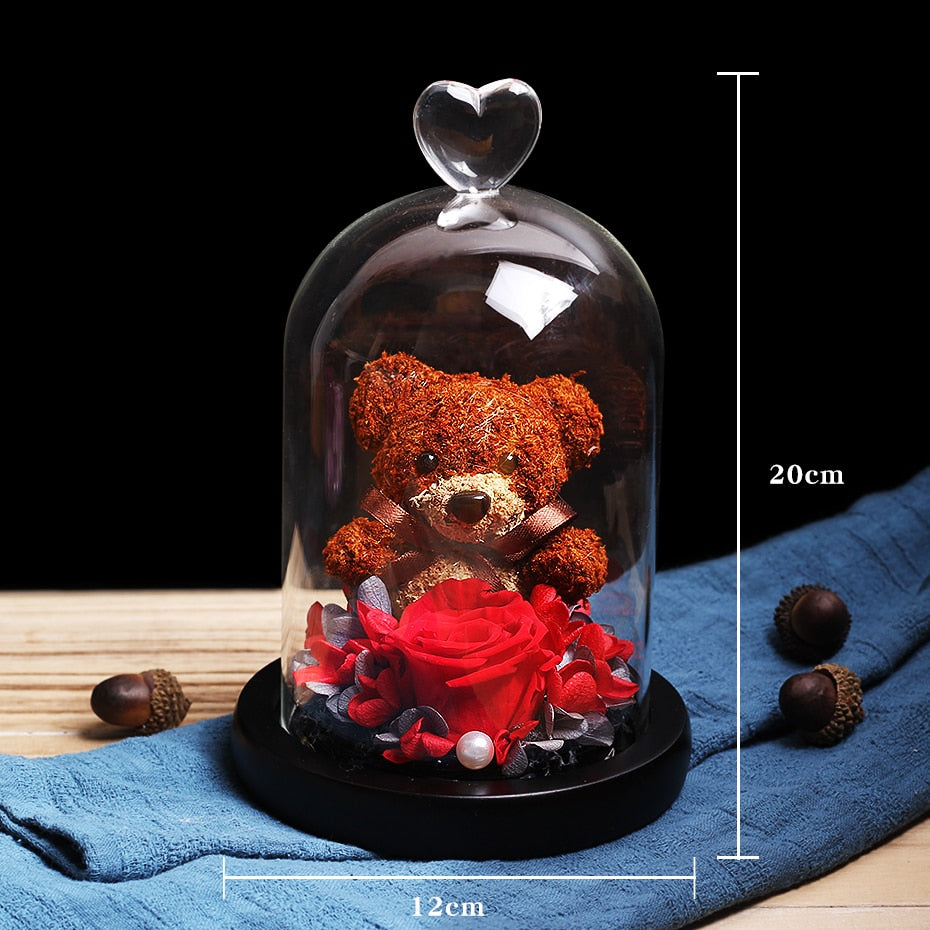 Christmas Gift Beauty And The Beast Rose In Glass Dome Dried Flower Decoration