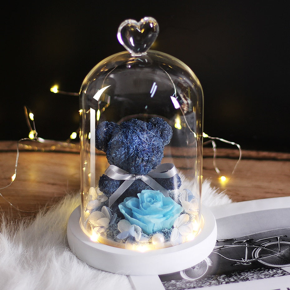 Christmas Gift Beauty And The Beast Rose In Glass Dome Dried Flower Decoration