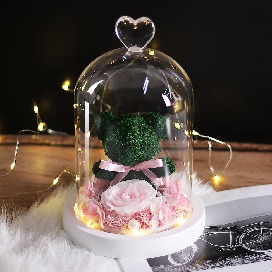 Christmas Gift Beauty And The Beast Rose In Glass Dome Dried Flower Decoration