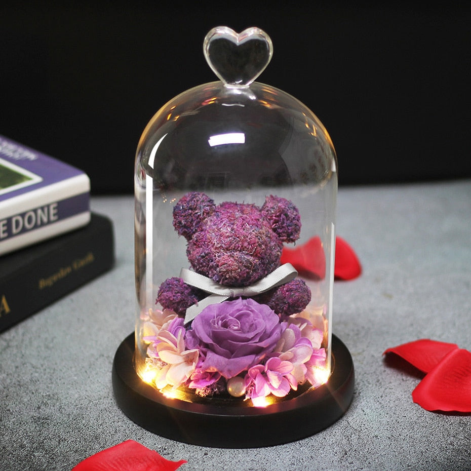 Christmas Gift Beauty And The Beast Rose In Glass Dome Dried Flower Decoration