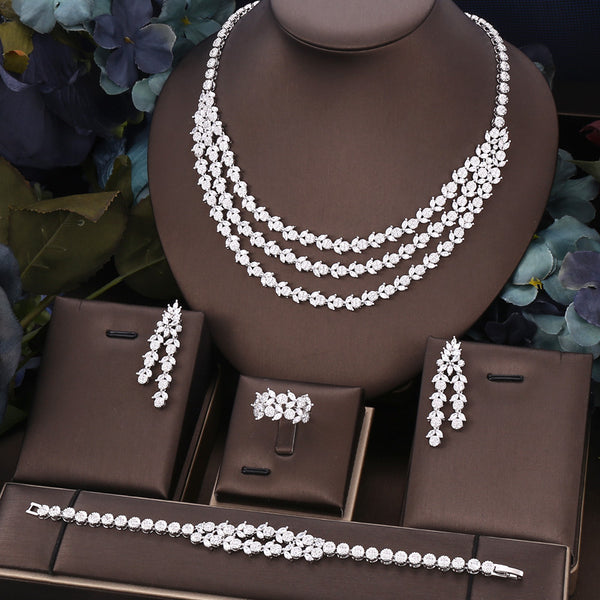 4pcs Bridal Zirconia Full Jewelry Sets For Women