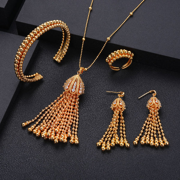 African 4pcs Bridal Zirconia Jewelry Sets