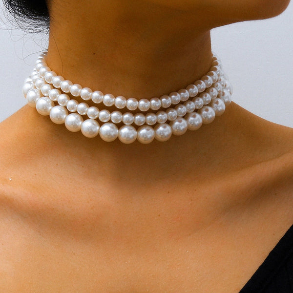 Vintage Imitation Pearl Choker Necklaces