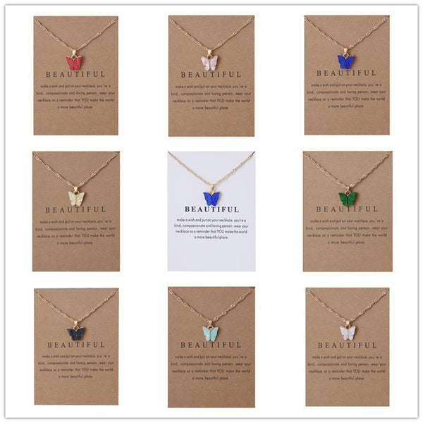 Korean Acrylic Cute Butterfly Pendant Necklace